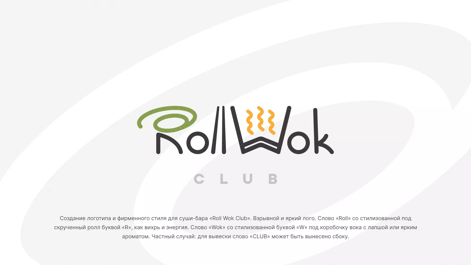 Разработка логотипа и фирменного стиля суши-бара «Roll Wok Club» в Новороссийске