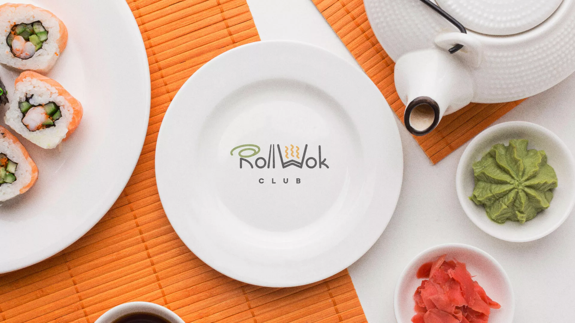 Разработка логотипа и фирменного стиля в Новороссийске для суши-бара «Roll Wok Club» Разработка логотипа и фирменного стиля в Новороссийске для суши-бара «Roll Wok Club»